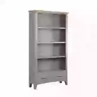 Slate Grey Painted Finish Large Bookcase With Drawers Oak Top